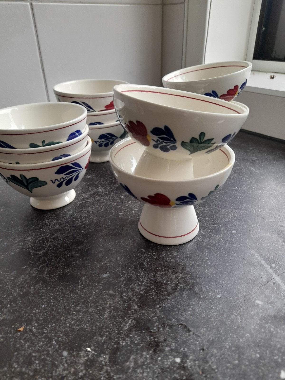 Set van 10 Boch Frères 'Boerenbont' schaaltjes, Ophalen of Verzenden
