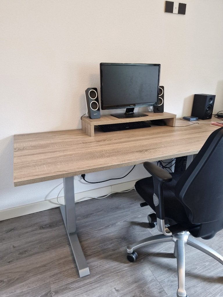 Actiforce Steelforce Pro 210 zit-sta bureau eiken + verhoger, Ophalen, Zit-sta bureau, 160 cm, Hout