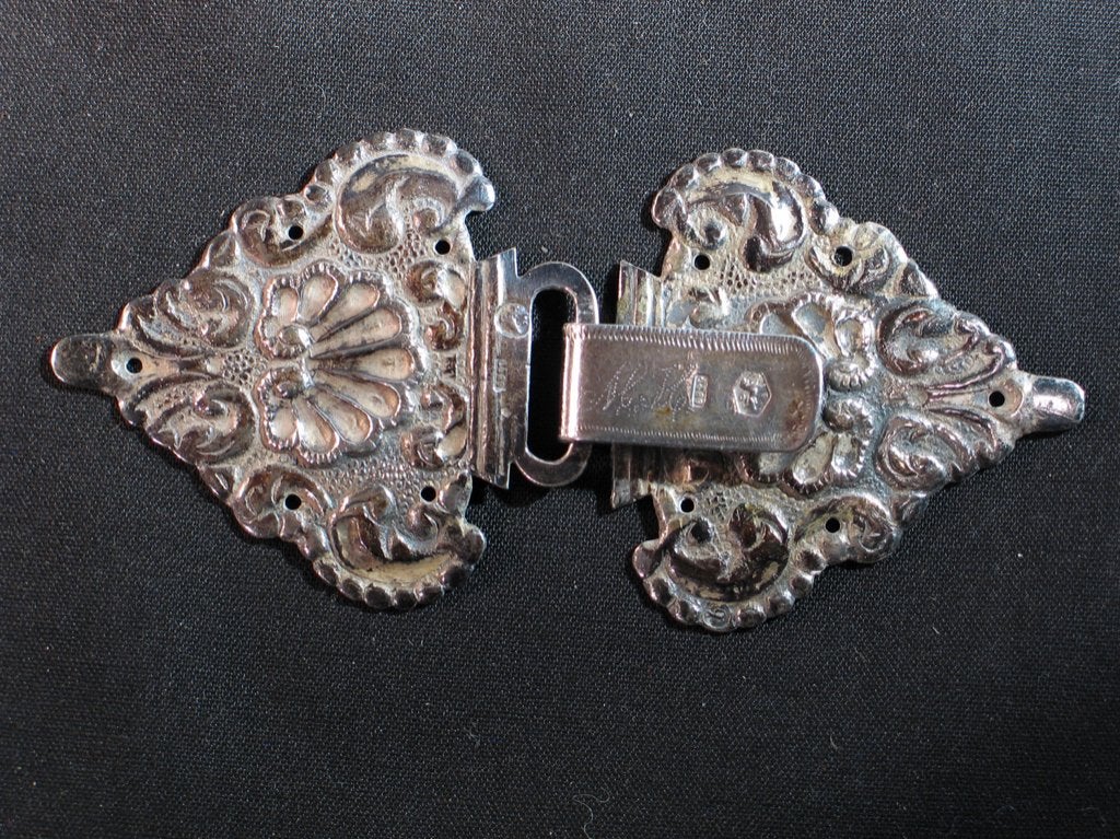 Mantelhaak en oog antiek zilver Meppel J. Jonker 1860. 2097, Antiek en Kunst, Ophalen of Verzenden, Zilver