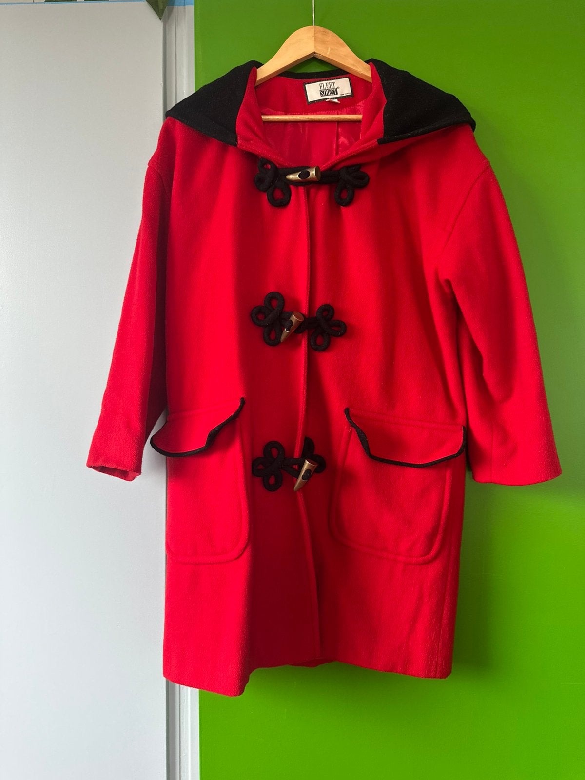Vintage jas XS rood leuke details, houtje touwtje sluiting, Ophalen of Verzenden, Gedragen, Maat 34 (XS) of kleiner, Rood