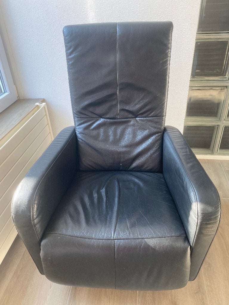 Leren relaxstoel fauteuil stoel ligstoel, Ophalen, Gebruikt, Zwart, Eén