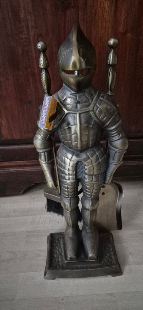 metalen haardstel set  ridder 55 cm hoog  zware kwaliteit, Ophalen of Verzenden, Gebruikt, Inbouwhaard, Overige soorten