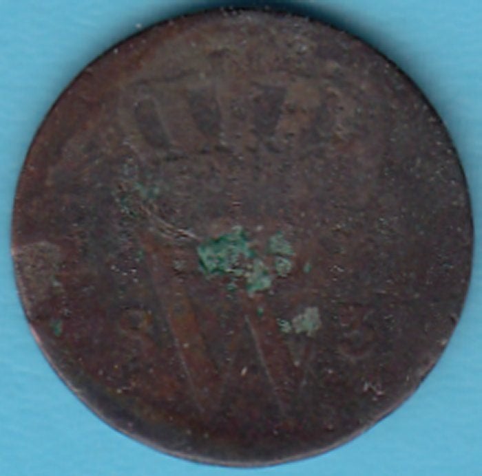 Nederland 1 cent 1831 Willem I, Sch. 334 in munthouder, Ophalen of Verzenden, Koning Willem I, 1 cent, Losse munt