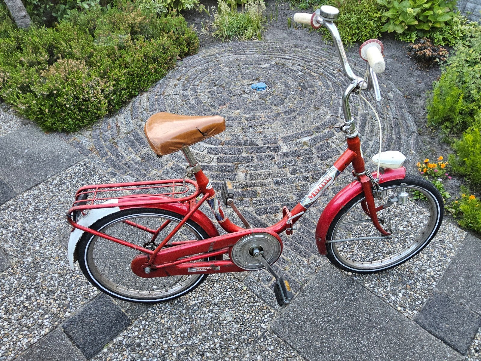 Rode vouwfiets fiets merk maino voor volwassenen/kinderen., Fietsen en Brommers, Gebruikt, Velgrem, Minder dan 47 cm, Ophalen