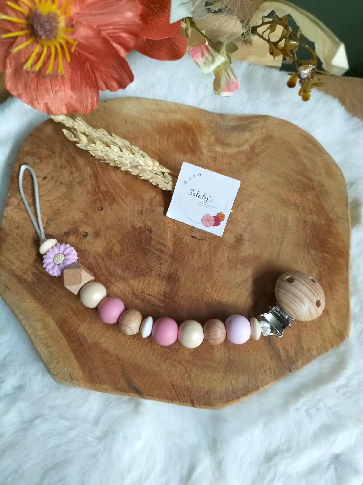 Nieuw • kraamcadeautje • Speenkoord Daisy, Kraamcadeau, Salutys kinder- en kraamcadeaus, Nieuw, Ophalen of Verzenden
