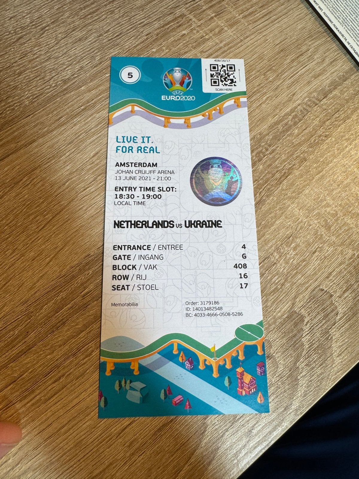 EK2020 Nederland - Oekraïne Ticket, Ophalen of Verzenden, Gebruikt, Overige binnenlandse clubs