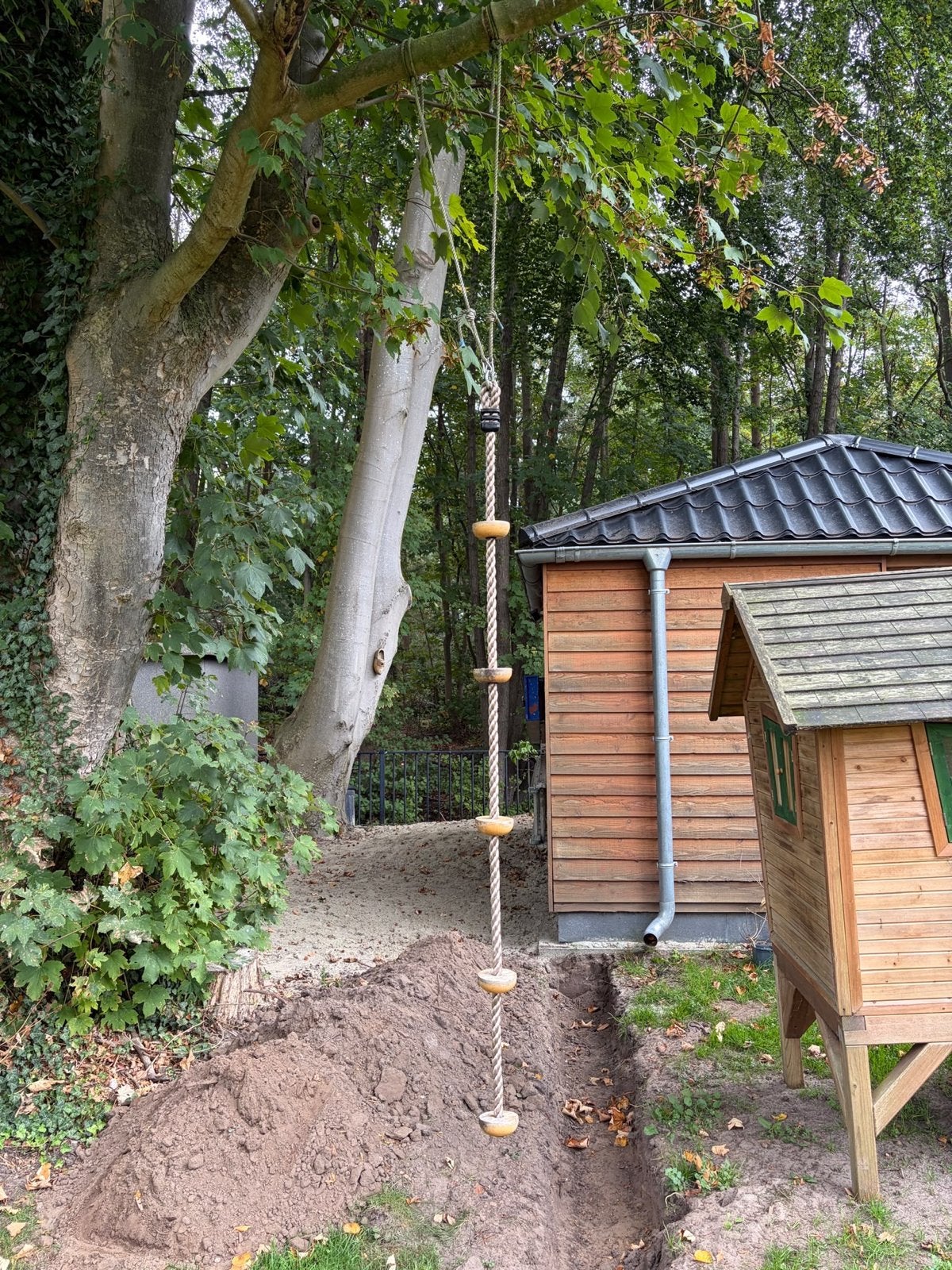 Klimtouw 2 meter met schijven voor speeltuin of boomhut, Ophalen of Verzenden, Gebruikt, Klimtouw