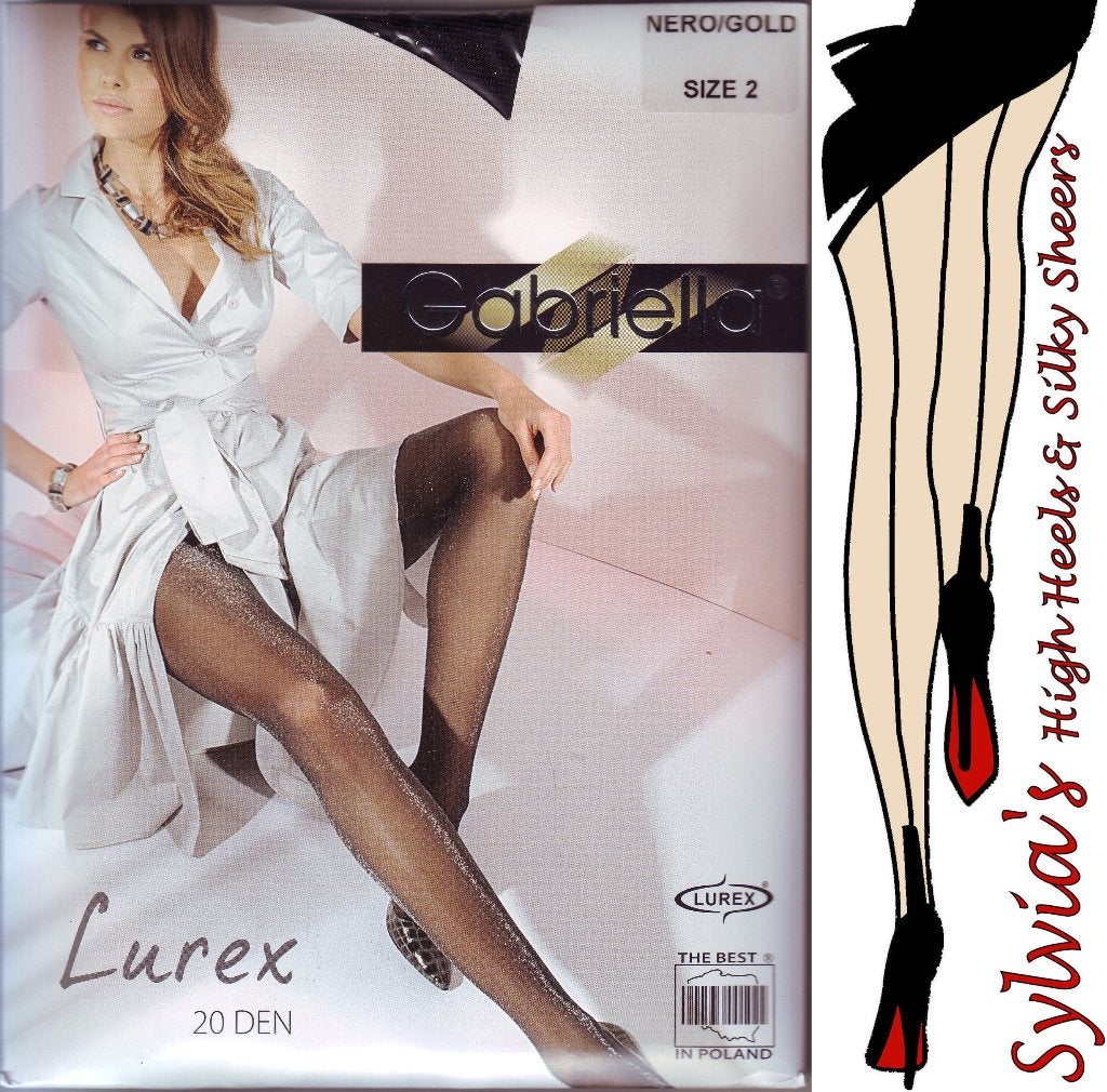 Gabriella 20 den glitterpanties zwart met goud of zilver m S, Maat 36/38 (S), Verzenden, Zwart, Nieuw