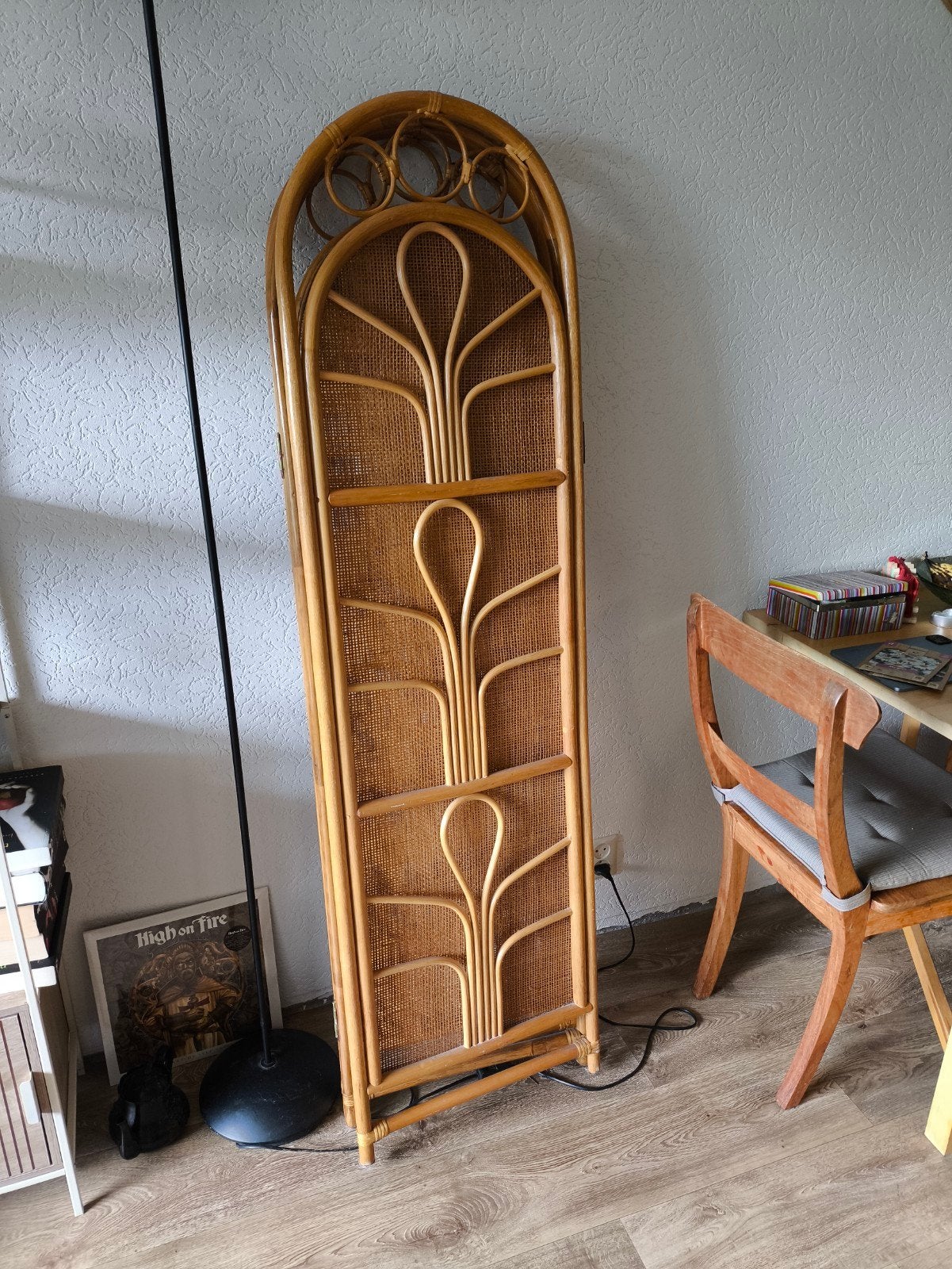 Vintage rotan kamerscherm - 3 panelen, Huis en Inrichting, Woonaccessoires | Kamerschermen, Ophalen of Verzenden, Gebruikt