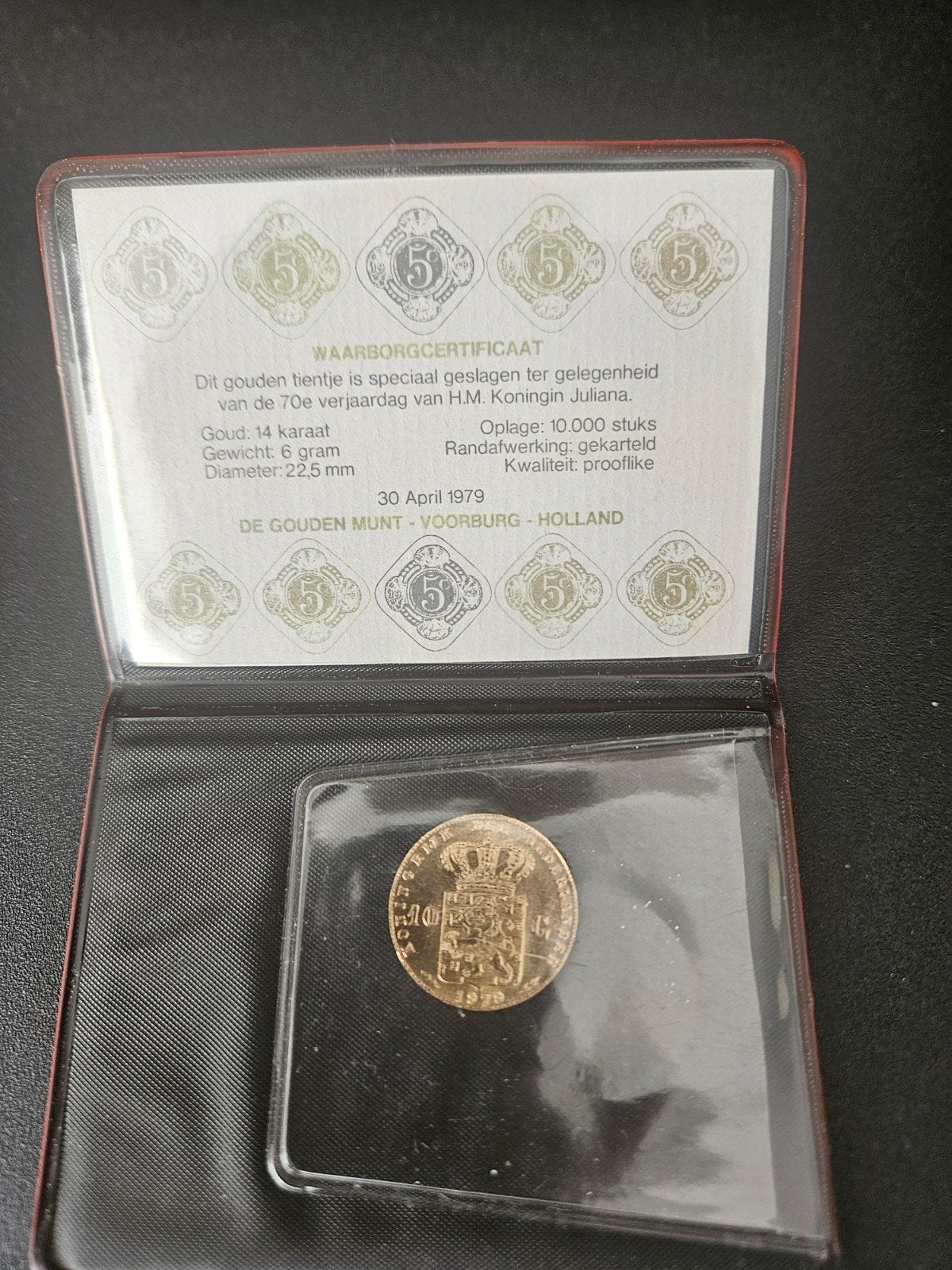 GOUDEN TIENTJE 1997 JULIANA, 14KT, Postzegels en Munten, Verzenden, Overige landen