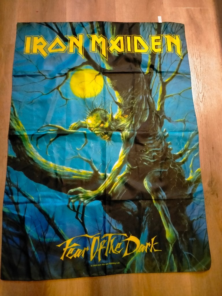 Iron Maiden fear of the dark 2005 muziek metal logo vlag, Verzenden, Zo goed als nieuw