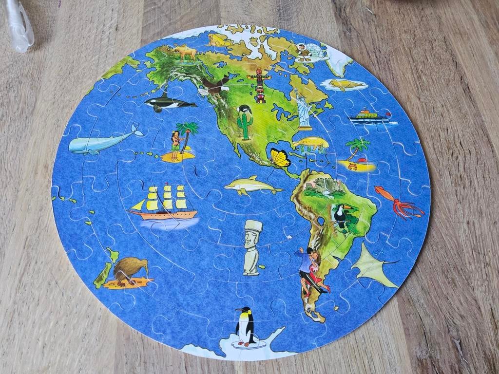 Goki Houten Wereldkaart Puzzel voor Kinderen, Zo goed als nieuw, Van hout, 4 tot 6 jaar, Meer dan 50 stukjes