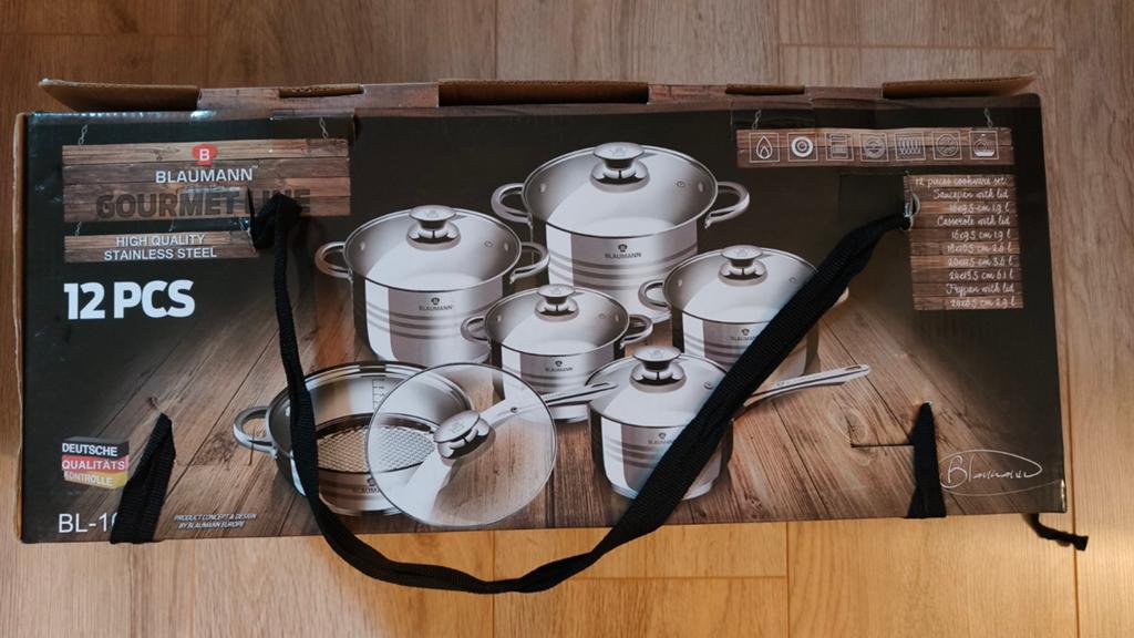 Blaumann Gourmet Line 12-delige pannenset RVS Inductie, Huis en Inrichting, Keuken | Potten en Pannen, Nieuw, Pannenset, Ophalen of Verzenden