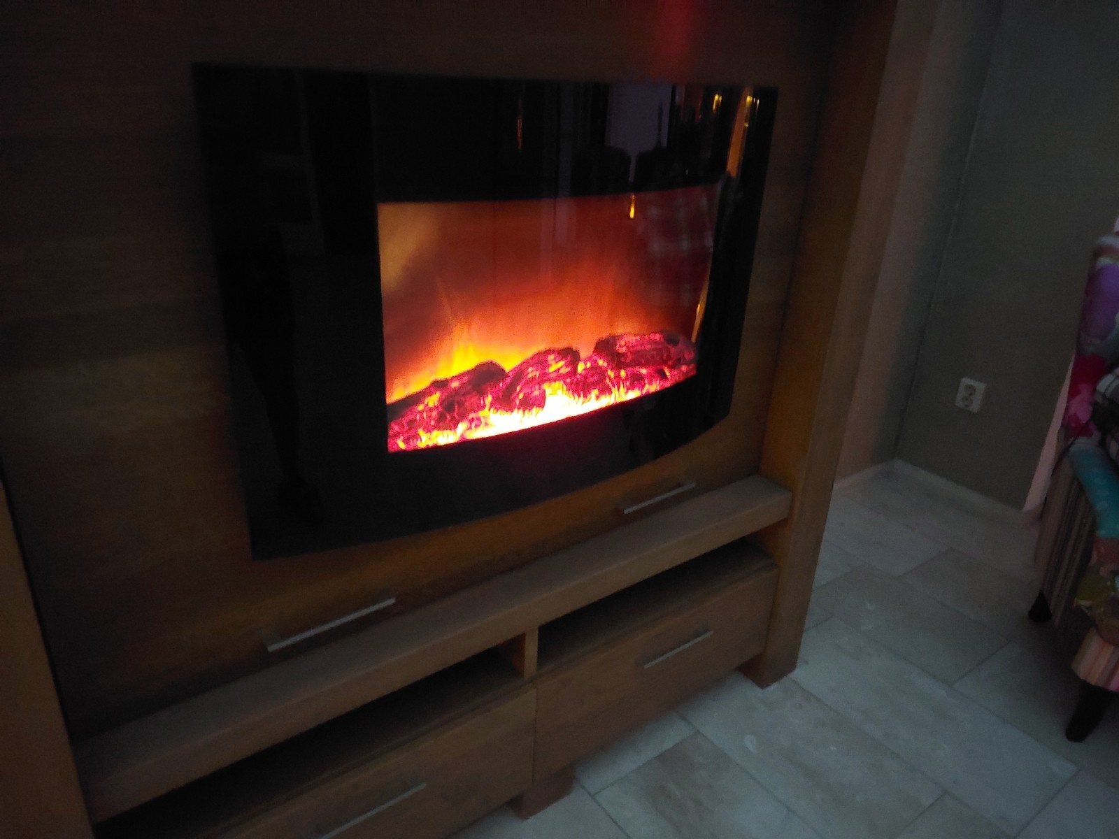 Eiken tv-meubel, 155(b)x154(h)x45(d) evt. met haard., Ophalen, 150 tot 200 cm, Eikenhout, Zo goed als nieuw