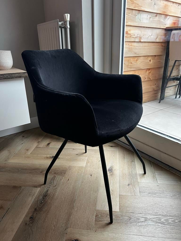 Zwarte velvet stoelen - comfortabel en stijlvol, Huis en Inrichting, Stoelen, Ophalen, Gebruikt, Zwart, Vier