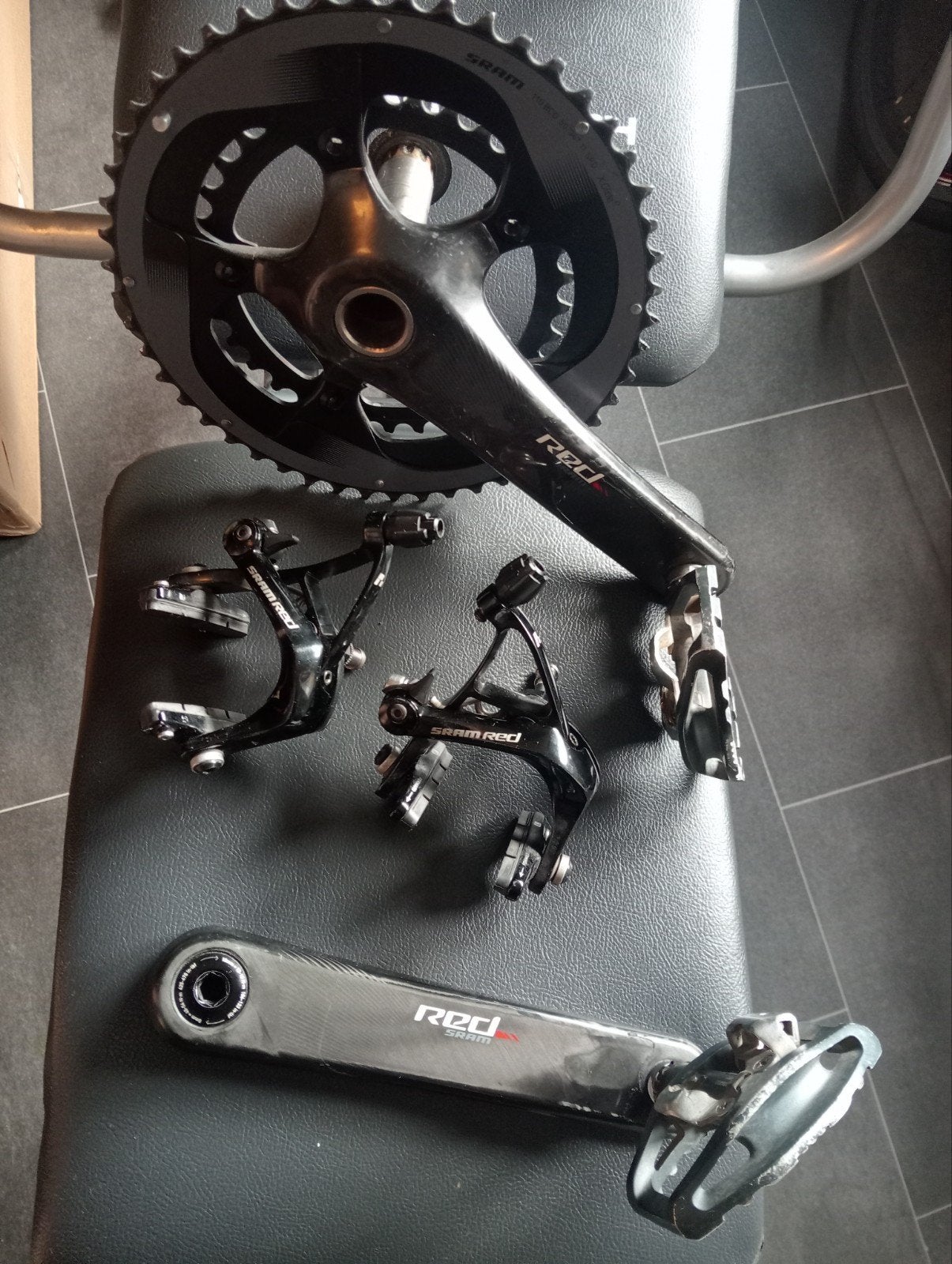 sram red11 carbon crankstel en remset, Ophalen, Gebruikt, Crankstel of Pedalen, Carbon