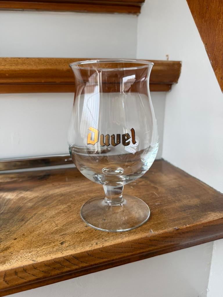 Duvel bierglas gouden letters, Ophalen of Verzenden, Zo goed als nieuw, Glas of Glazen, Duvel