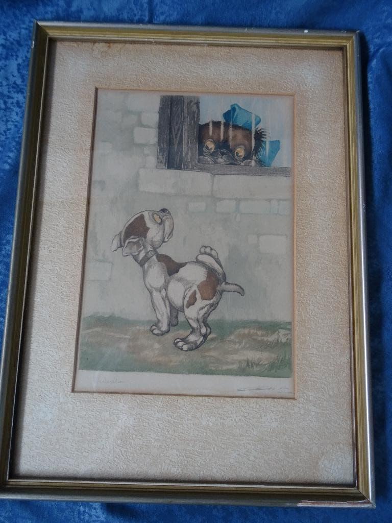 Boris O'Klein ets hondje Dirty dogs of Paris gesigneerd 1931, Antiek en Kunst, Ets, Ophalen of Verzenden, 38 cm, 51 cm