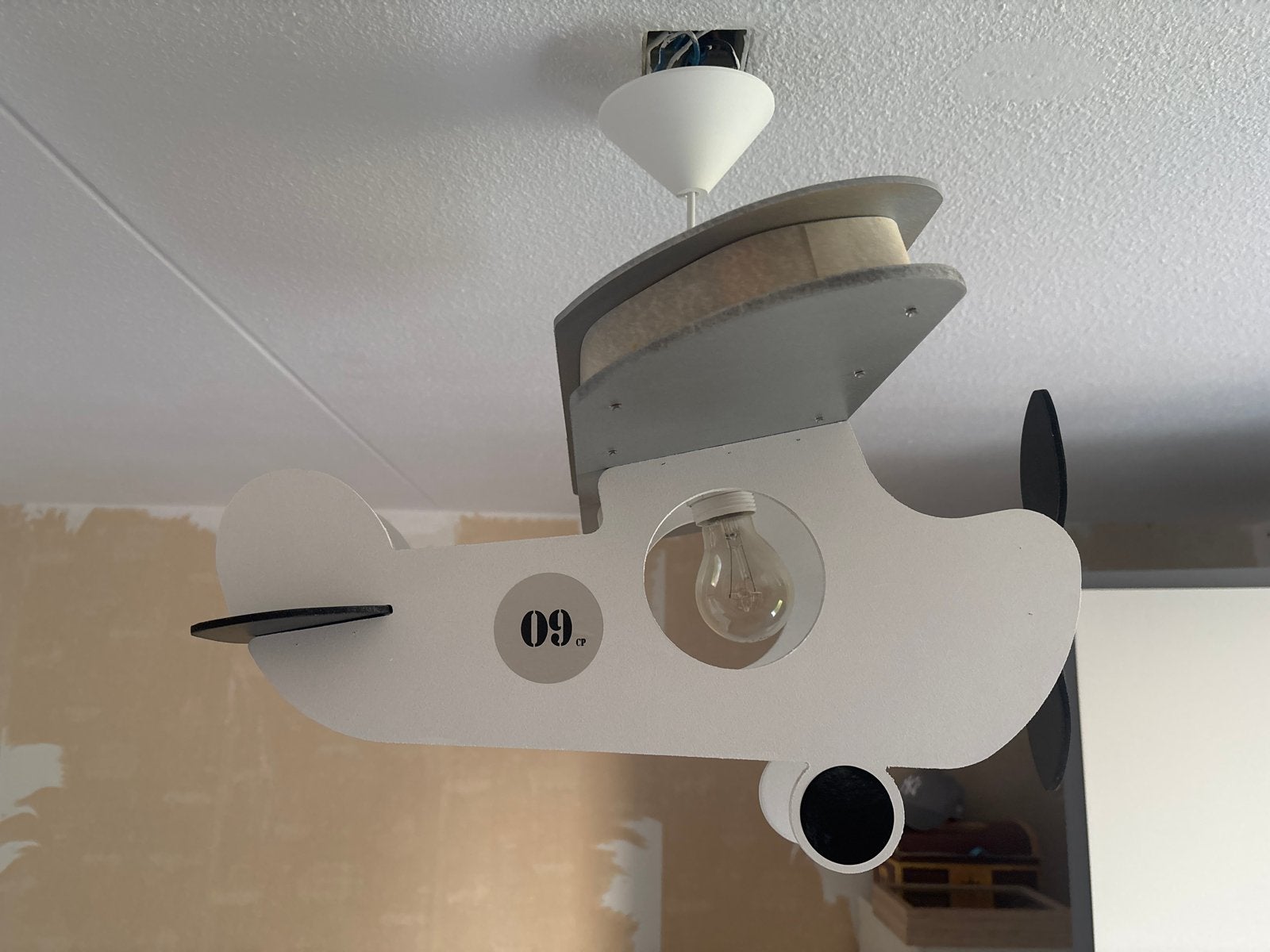 Vliegtuig plafondlamp voor kinderkamer, Ophalen, Gebruikt, Hout, E27 (groot)