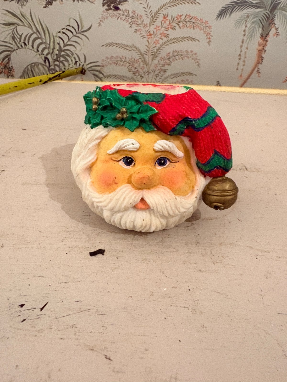 Vintage Kerstman Theelichthouder – Polystone (ca. 1995), Diversen, Ophalen of Verzenden, Zo goed als nieuw