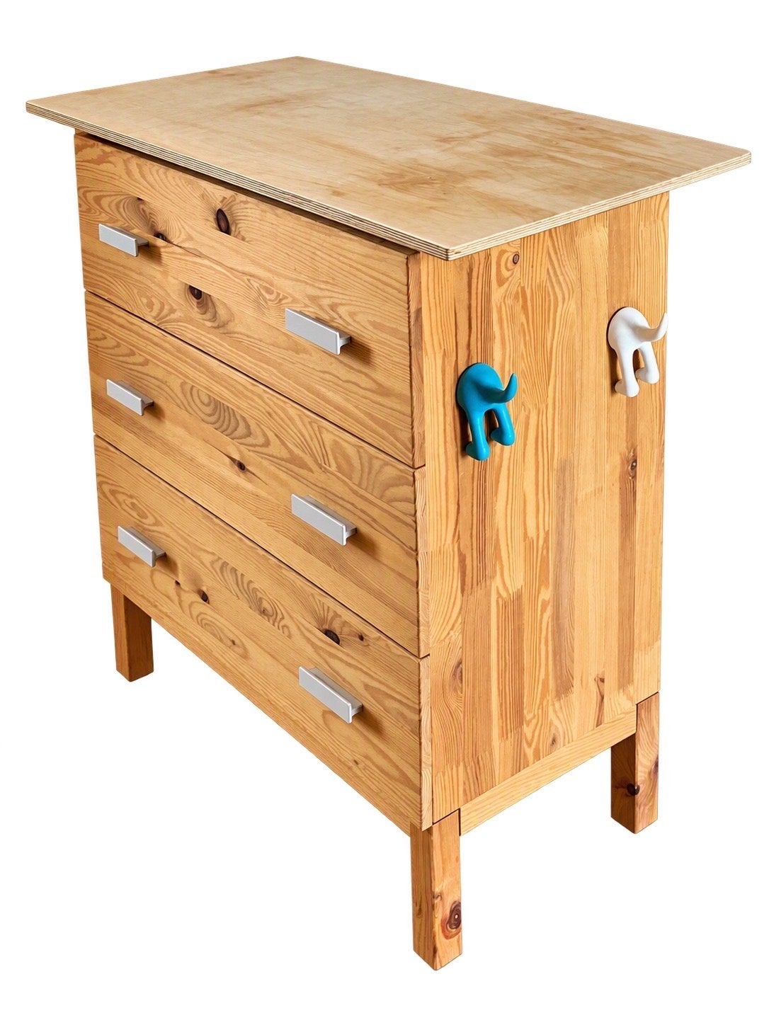 Grenen kast met schuiflades en afneembaar houten blad, 3 of 4 laden, Ophalen, Gebruikt, Grenenhout