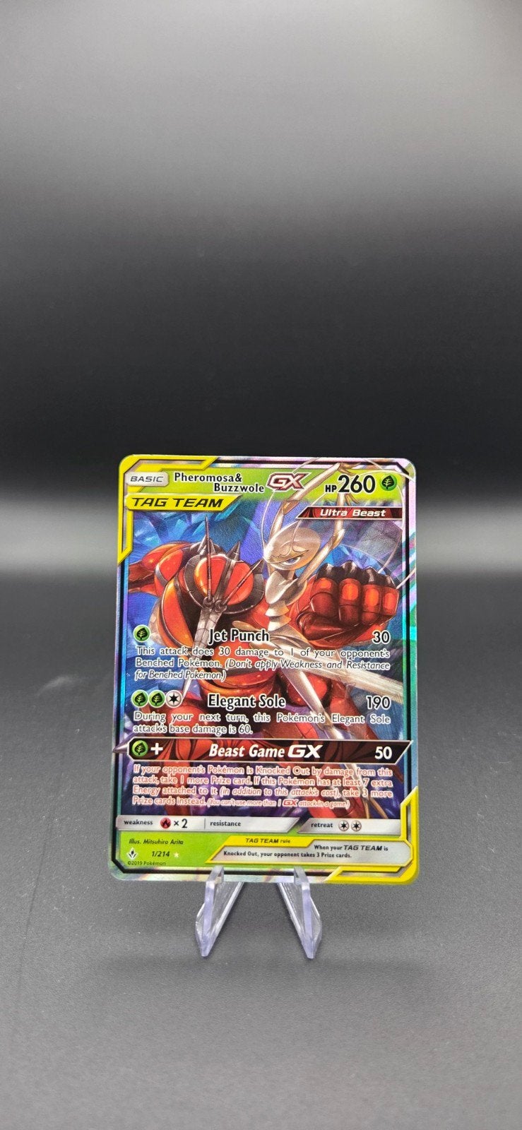 Tag Team Pheremosa & Buzzwole GX 1/214 NM, Ophalen of Verzenden, Zo goed als nieuw
