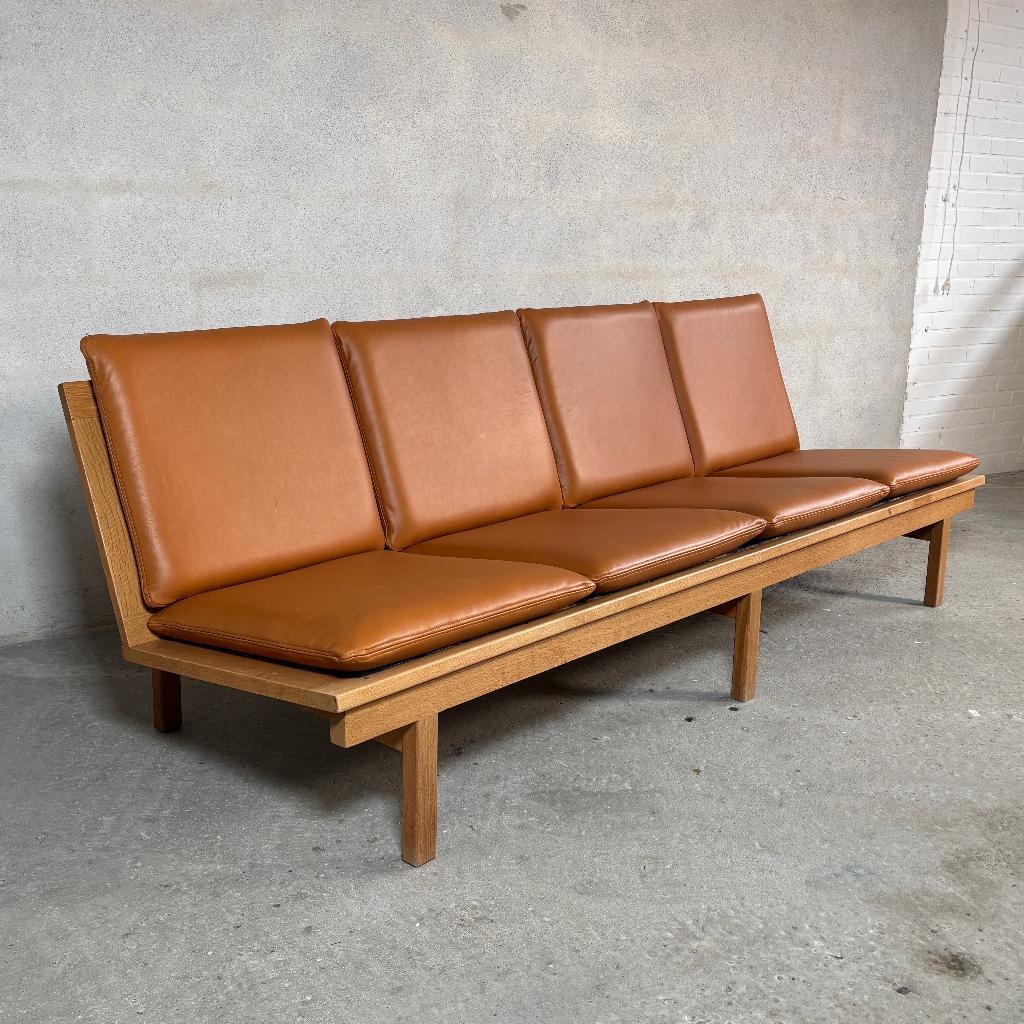 Gerestaureerde BM2219 4-zits sofa door Børge Mogensen, Huis en Inrichting, Deens design vintage mid-century, 75 tot 100 cm, Ophalen of Verzenden