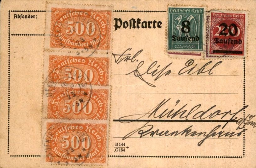 Derde Rijk - Inflatie - Postkaart - 1923, Ophalen of Verzenden, Briefkaart