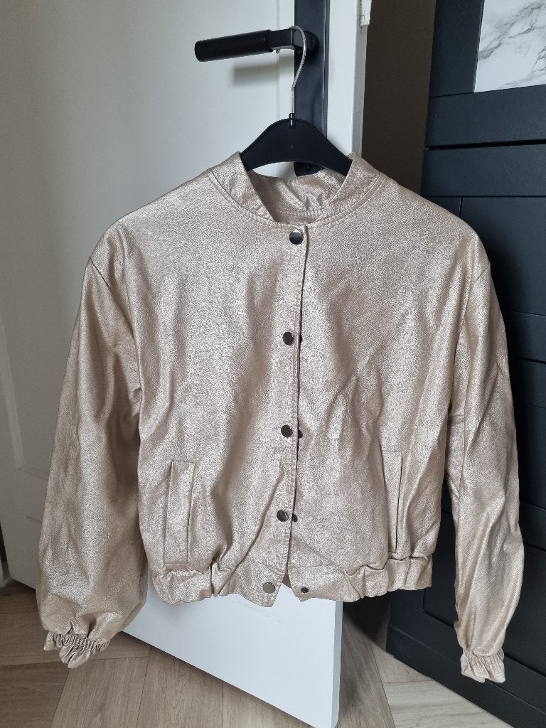Bomberjack lichtgoud / creme, Kleding | Dames, Jassen | Zomer, Maat 42/44 (L), Ophalen of Verzenden, Goud, Onbekend