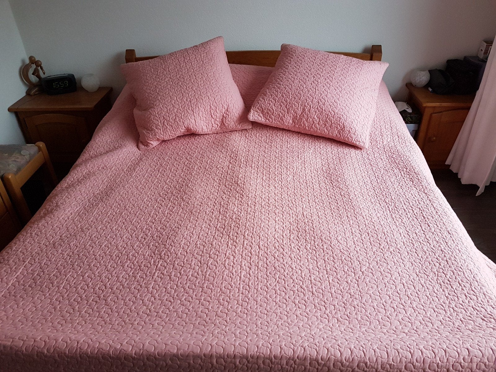 Roze sprei met kussenslopen - Zo goed als nieuw, Ophalen, Lits-jumeaux, Overige typen, Katoen