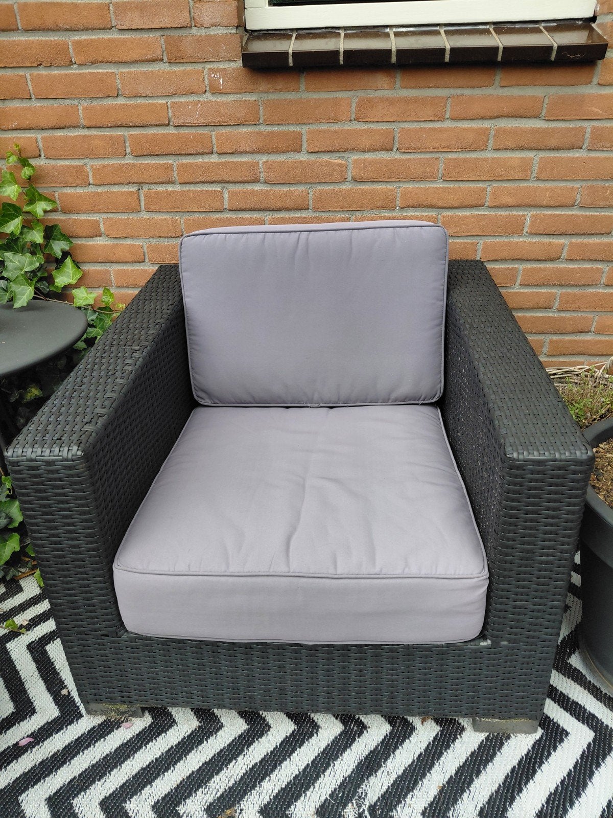 Comfortabele Wicker Tuinstoel met Kussens, Ophalen, Gebruikt, Wicker