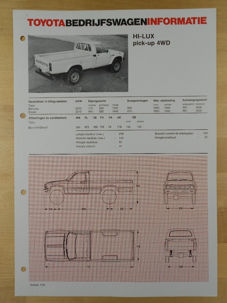 Toyota HiLux 4x4 Pick-up Brochure 1982 Hi-Lux Pickup, Toyota, Ophalen of Verzenden, Zo goed als nieuw, Toyota