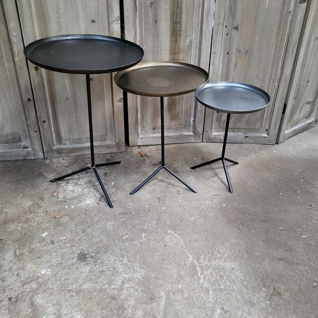 Bijzettafel set van 3 metaal, 45 tot 60 cm, Minder dan 55 cm, Metaal of Aluminium, Rond