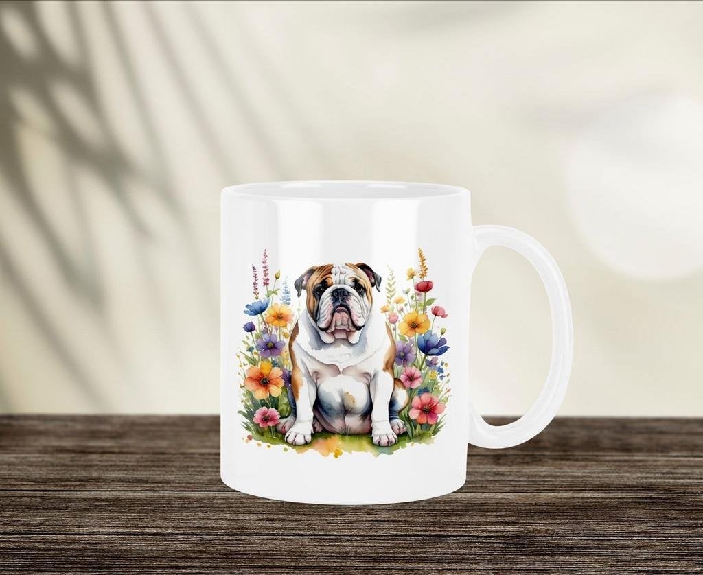 Engelse Bulldog Aquarel mok, Verzenden, Nieuw, Overige stijlen, Kop(pen) en/of Schotel(s)
