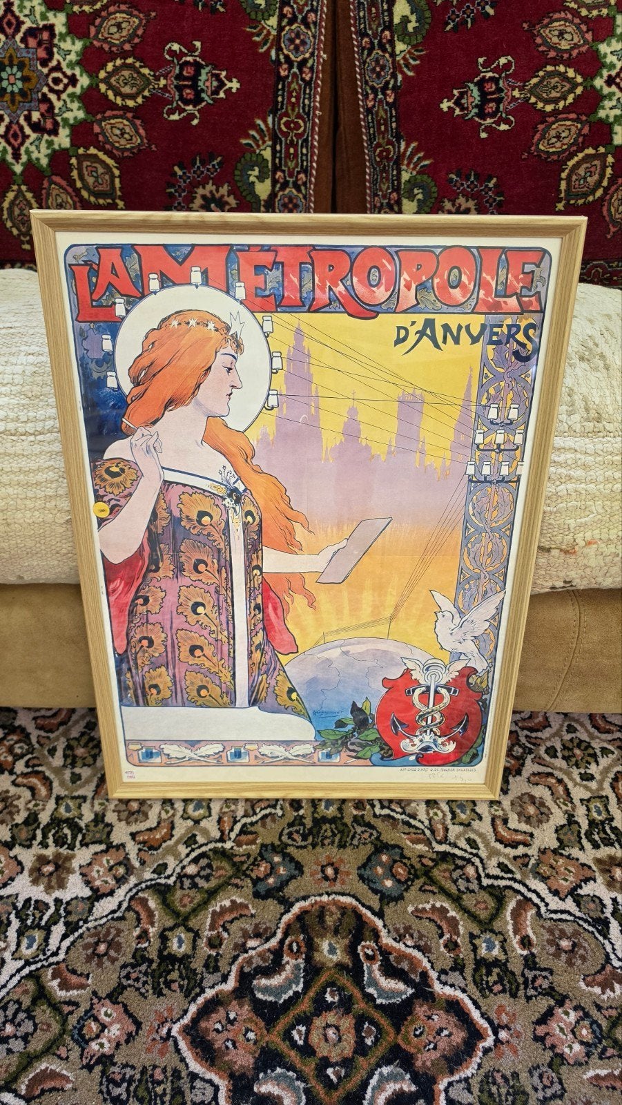 Vintage Art Nouveau Poster 'La Métropole d'Anvers', Antiek en Kunst, Kunst | Schilderijen | Klassiek, Gedateerd, Ophalen of Verzenden