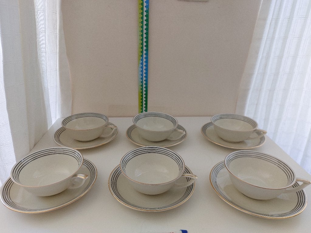Vintage Mosa theeservies – 6 kopjes & 6 schotels, Antiek en Kunst, Antiek | Servies compleet, Ophalen of Verzenden