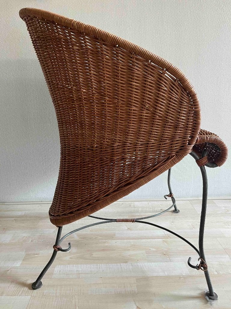 2 stuks pitriet stoelen, Ophalen, Gebruikt, Retro vintage woven rattan seat, Twee