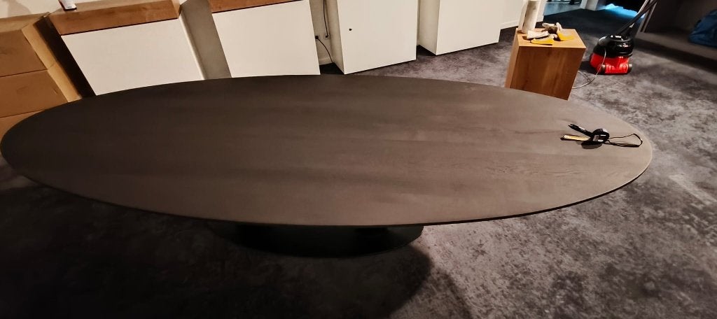 Grote ovale eiken eettafel / vergadertafel, Ophalen, Gebruikt, 100 tot 150 cm, Eikenhout