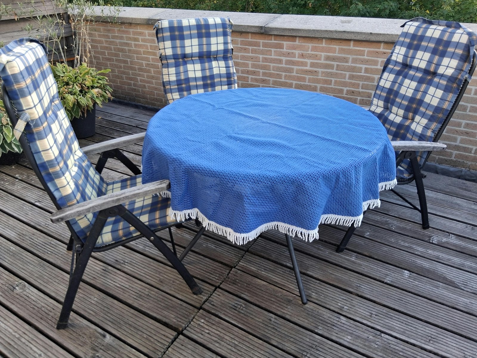 Tuinset; ronde tafel en 3 stoelen, strekmetaal, Ophalen, Overige materialen, Gebruikt, Eettafel