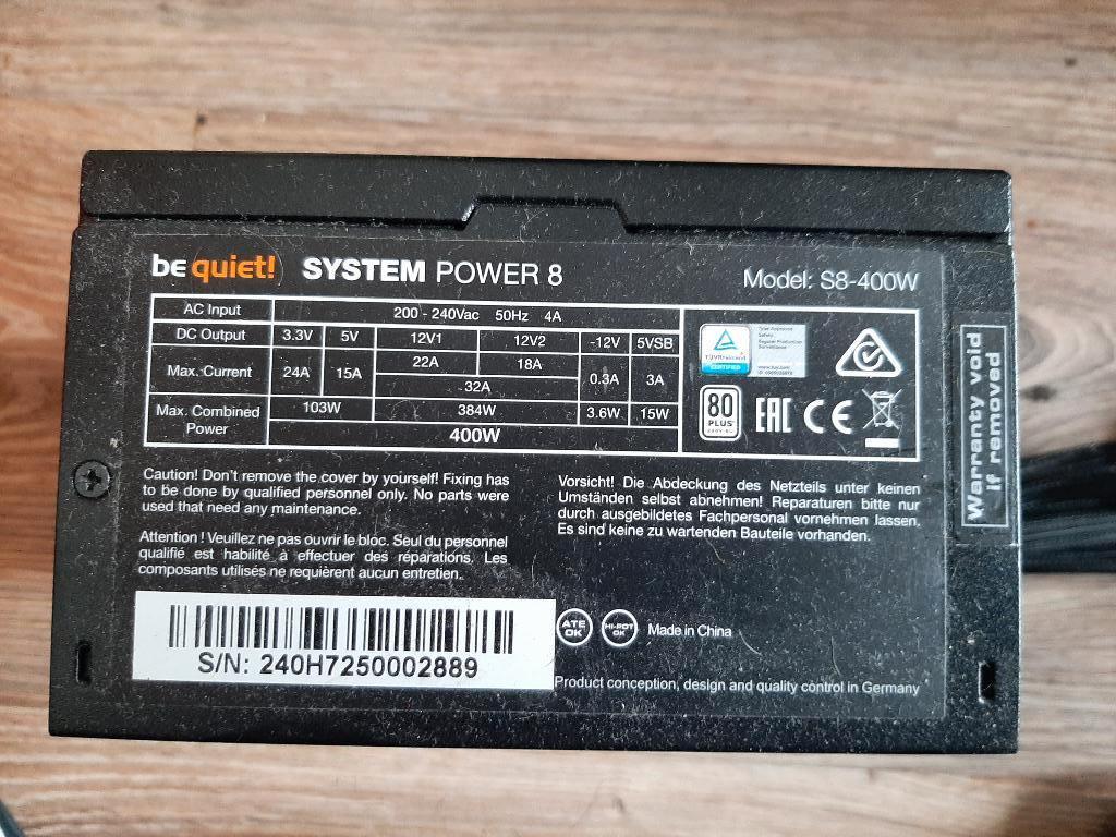 Be Quiet voeding 400 watt atx power supply, Ophalen, Zo goed als nieuw