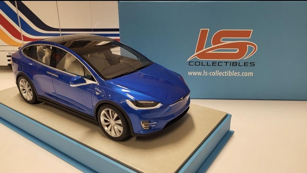 LS Collectibles Tesla Model X Blue Metallic, Overige merken, Auto, Ophalen of Verzenden, Zo goed als nieuw