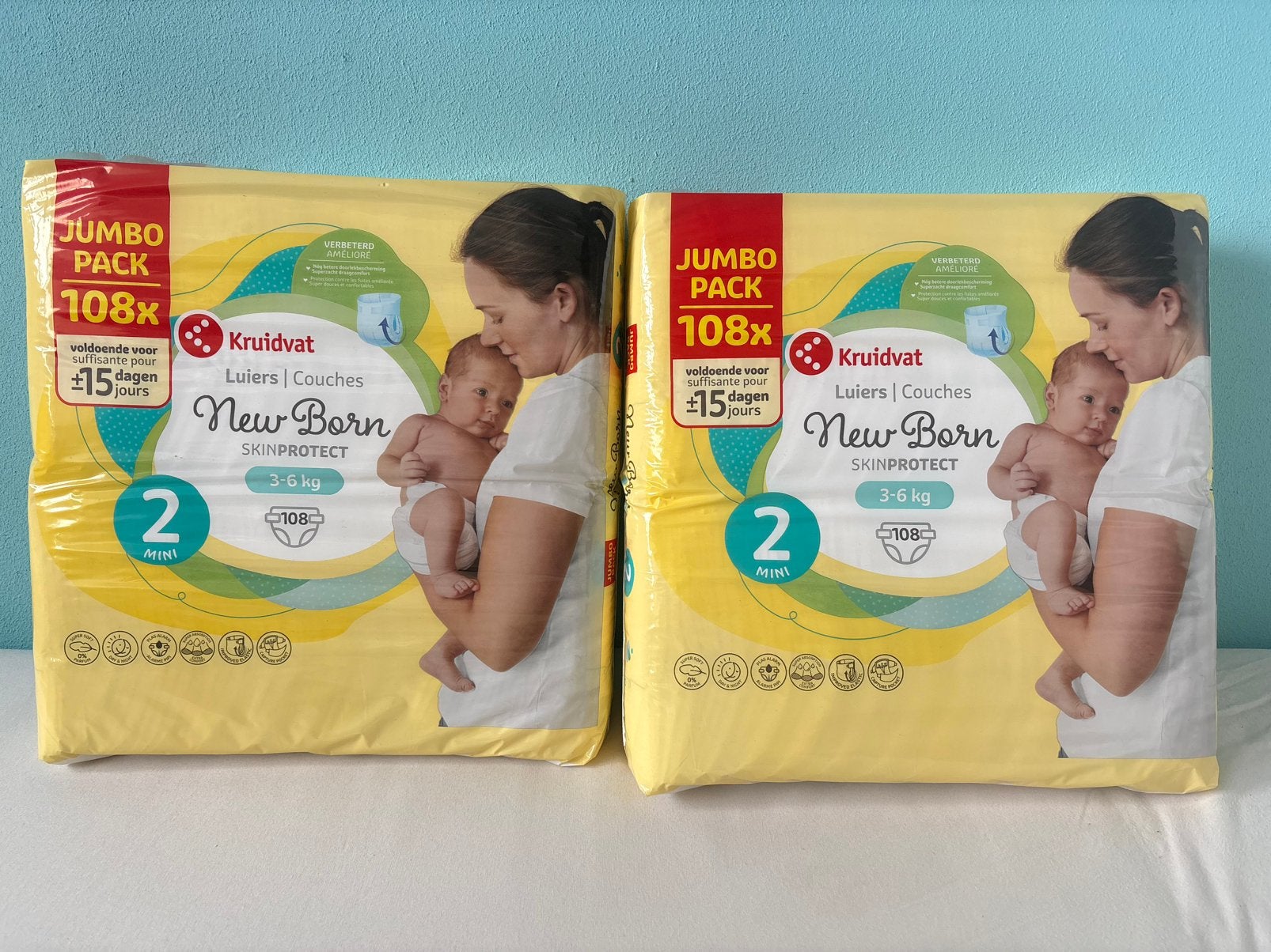 2 x Jumbopack Kruidvat luiers maat 2 mini, Ophalen of Verzenden, Nieuw