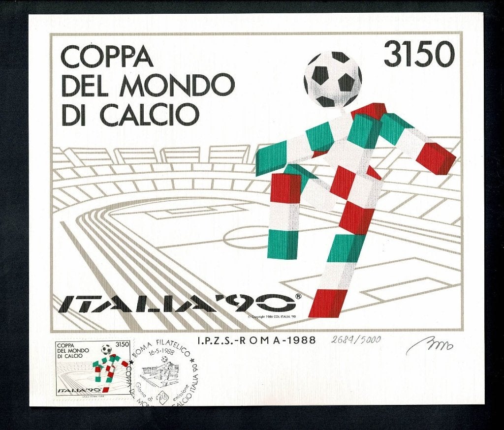 Voetbal : WK ITALIA '90 - grote kaart - afm. 22 x 19 cm, Verzenden, Zo goed als nieuw, Buitenlandse clubs, Poster, Plaatje of Sticker