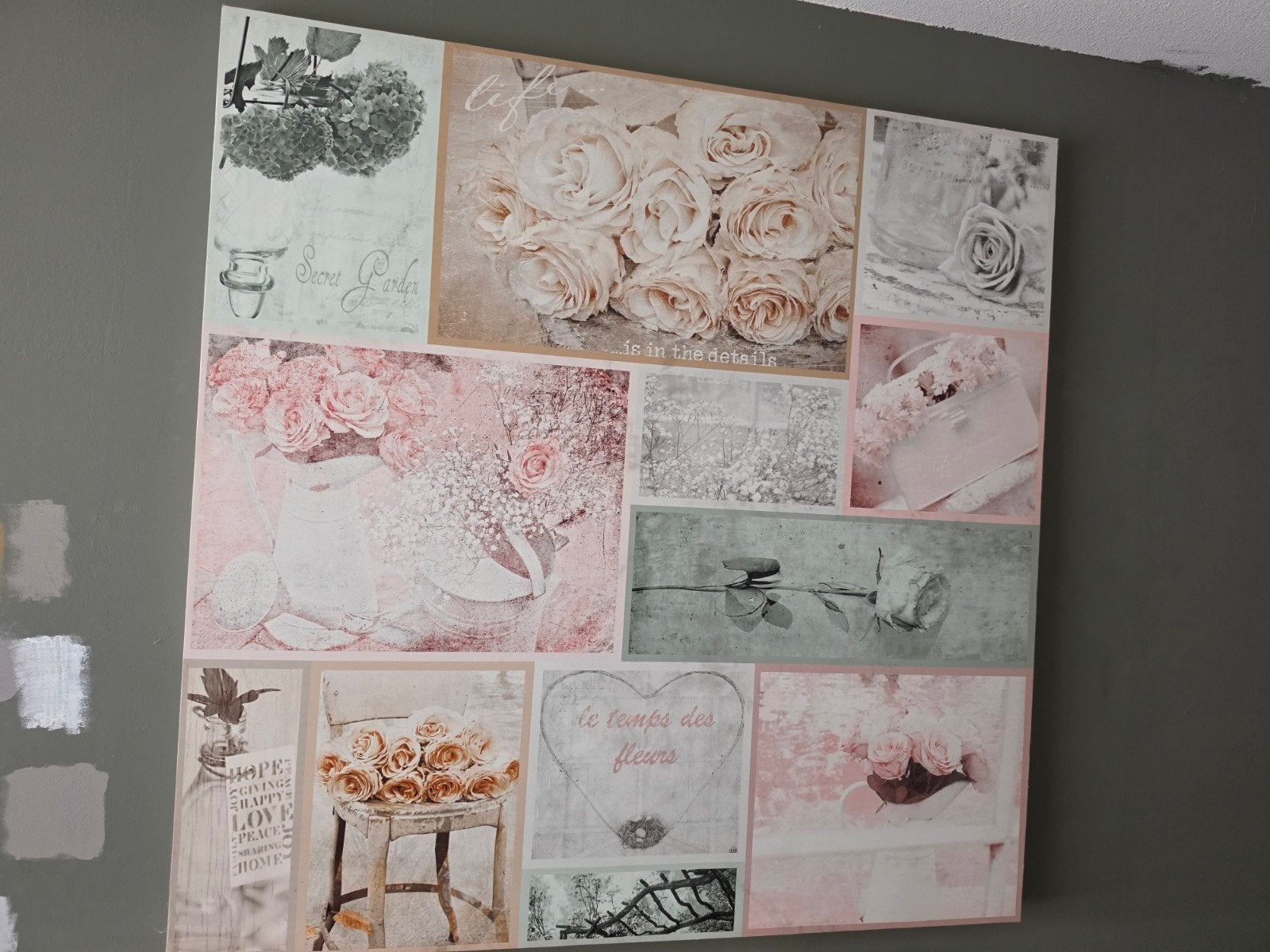 Groot canvas doek met bloemen, Ophalen, Zo goed als nieuw