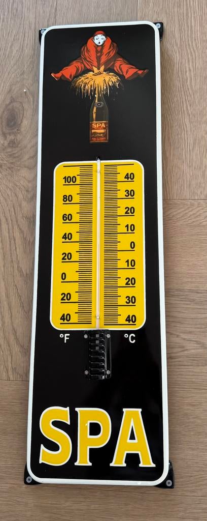 Emaille thermometer SPA groot formaat, Verzamelen, Merken en Reclamevoorwerpen, Ophalen, Gebruikt, Reclamebord