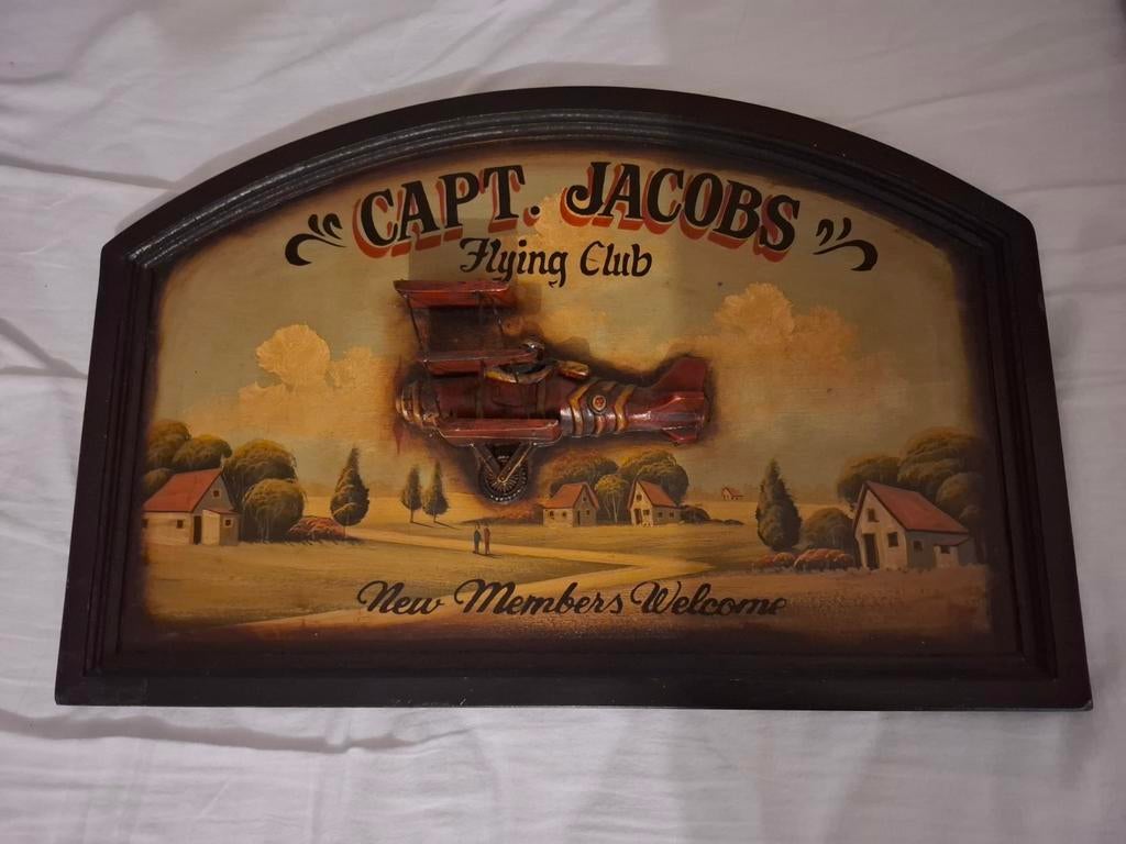 Vintage 'Capt. Jacobs Flying Club' Wanddecoratie, Ophalen of Verzenden