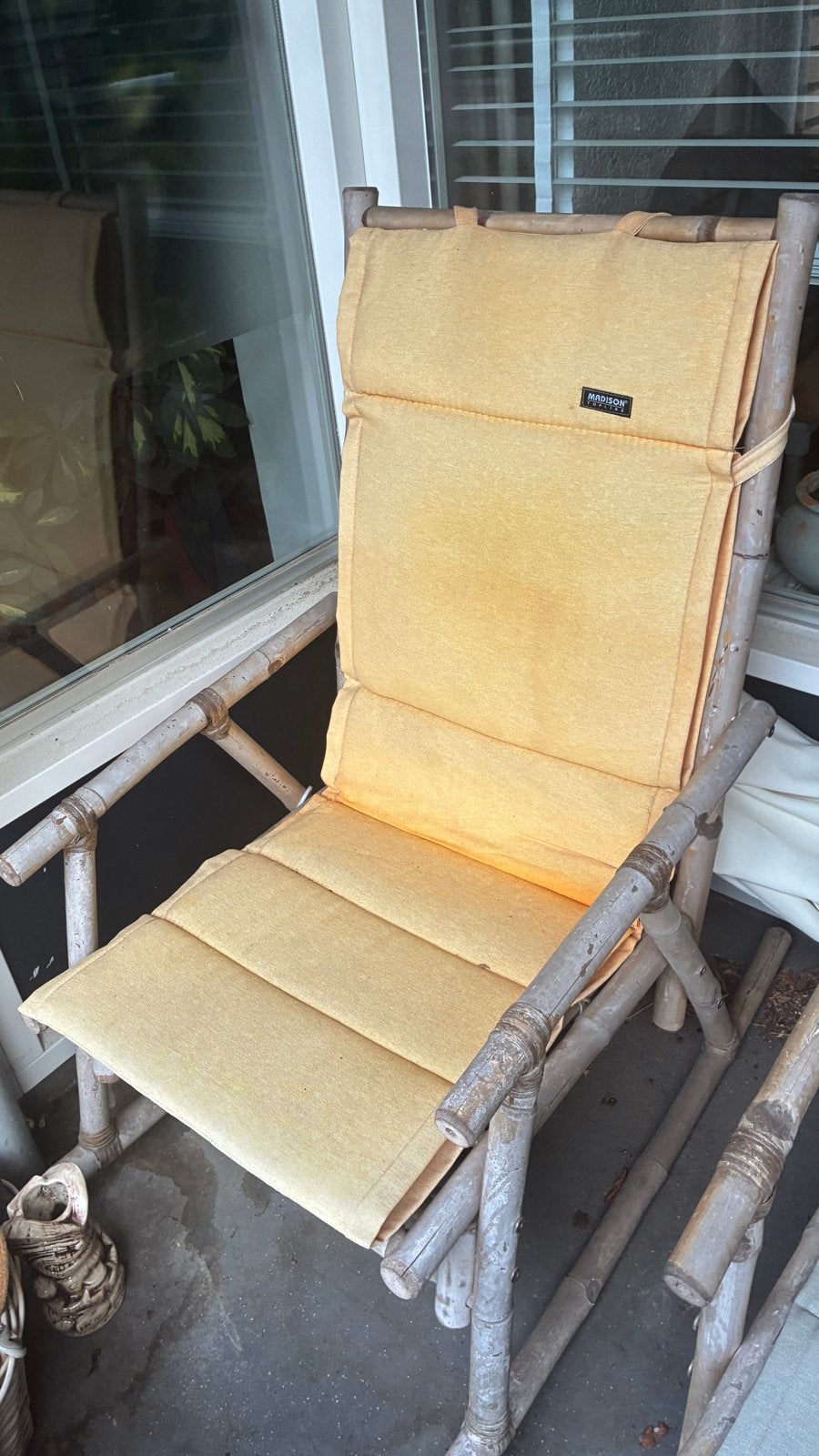 2 Bamboe stoellen met kussens, Tuin en Terras, Ophalen, Gebruikt