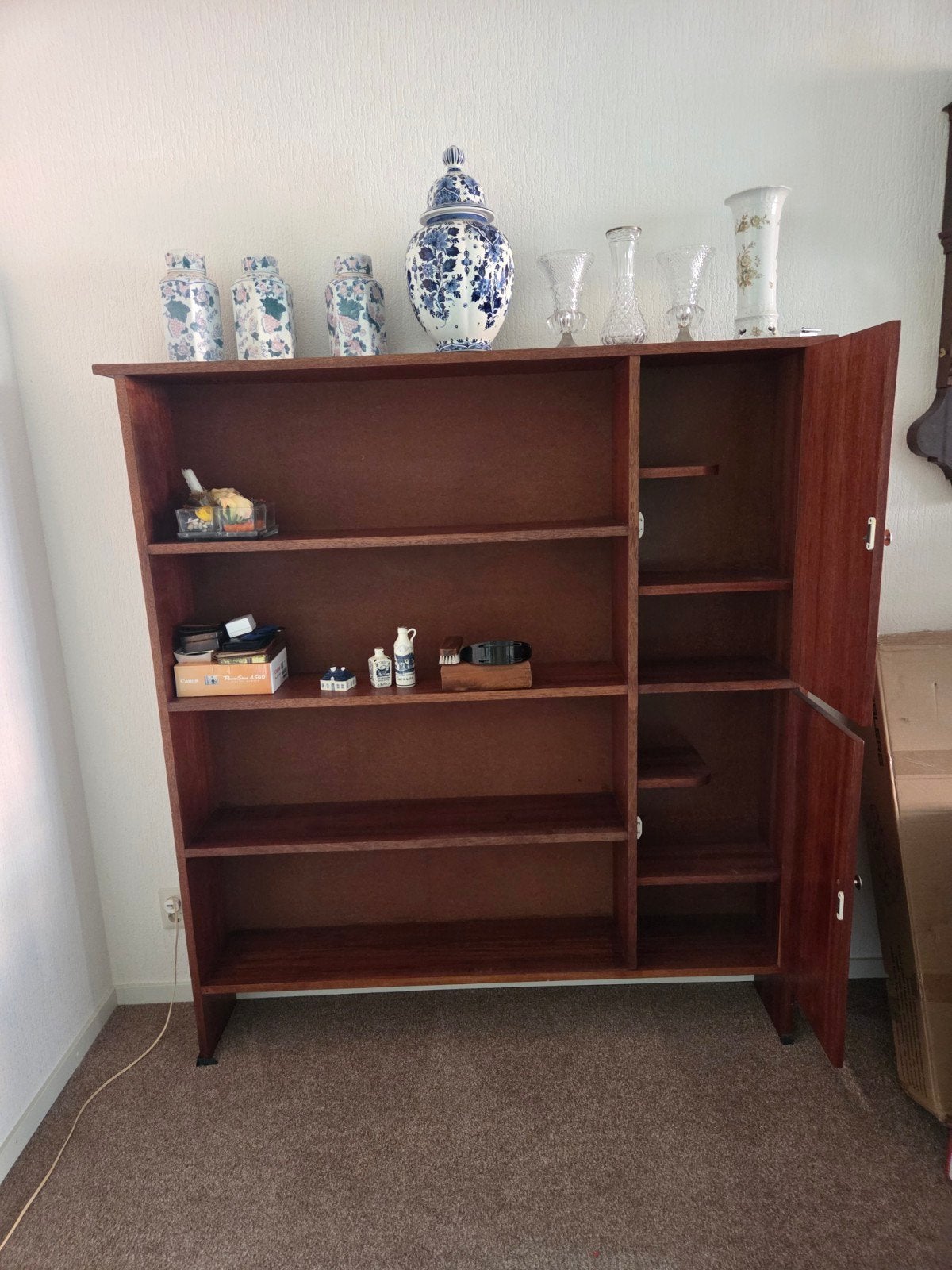 Vintage kast met open vakken en deuren, 150 tot 200 cm, Vintage, Ophalen of Verzenden, 150 tot 200 cm