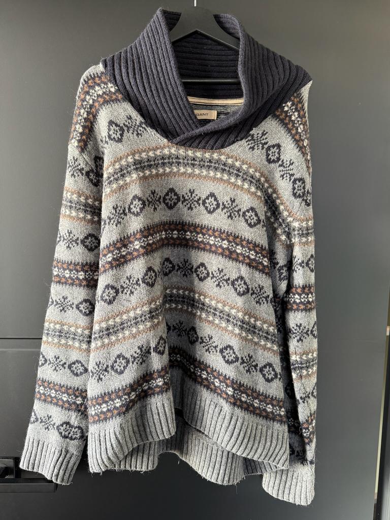 Gant warme trui met Noorse print en sjaalkraag - Maat XL, Kleding | Heren, Truien en Vesten, Verzenden, Gedragen, Maat 56/58 (XL)