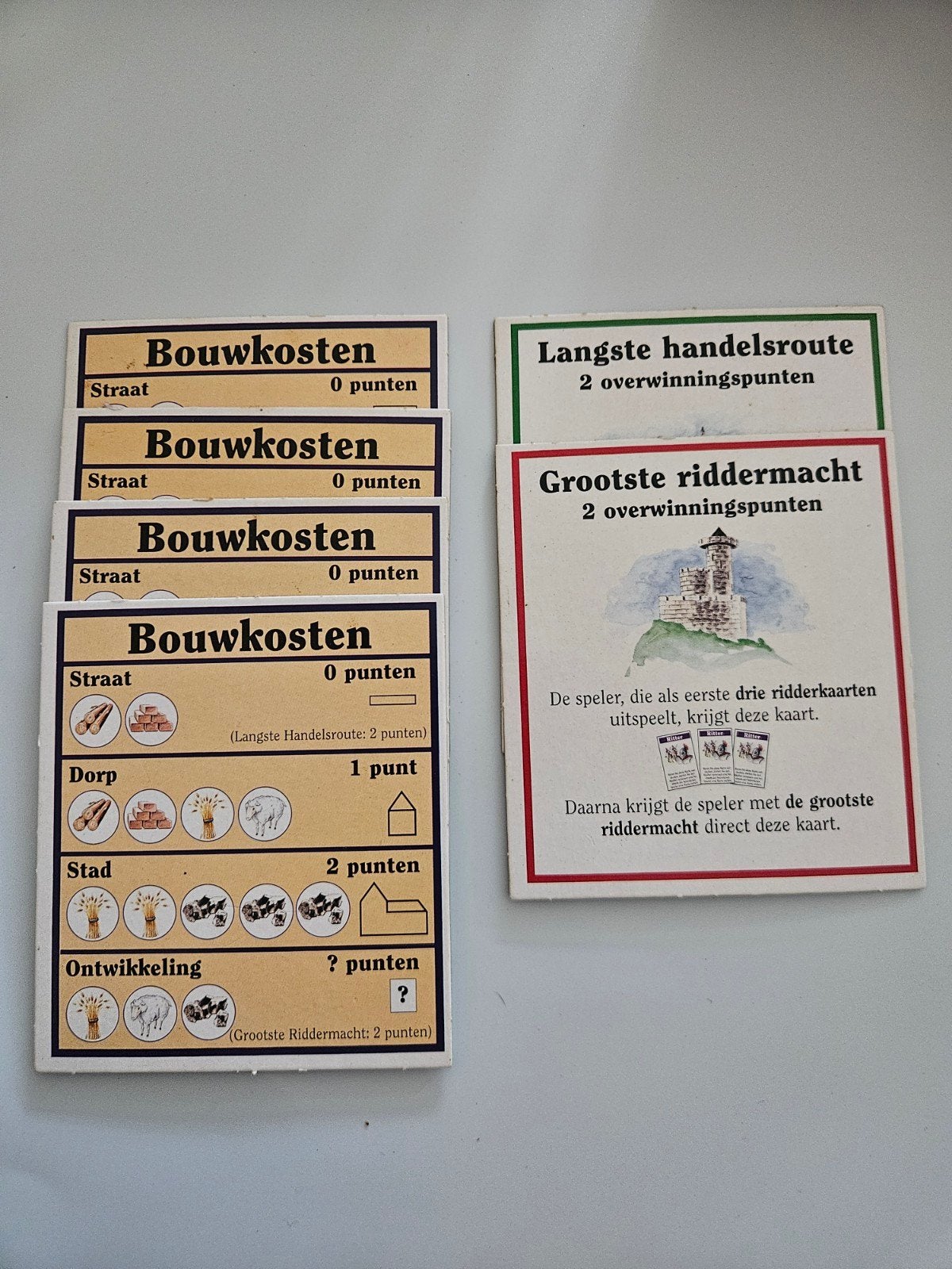 Bouwkosten & Overwinningspunten Kaarten - Catan, Ophalen of Verzenden, Zo goed als nieuw, 999 Games